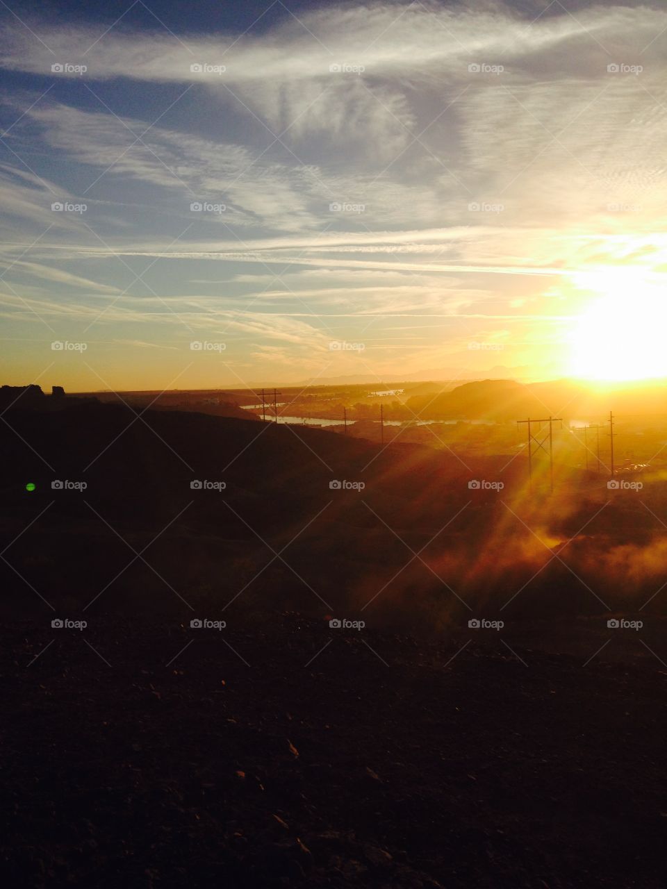 Sun shining over the mountain