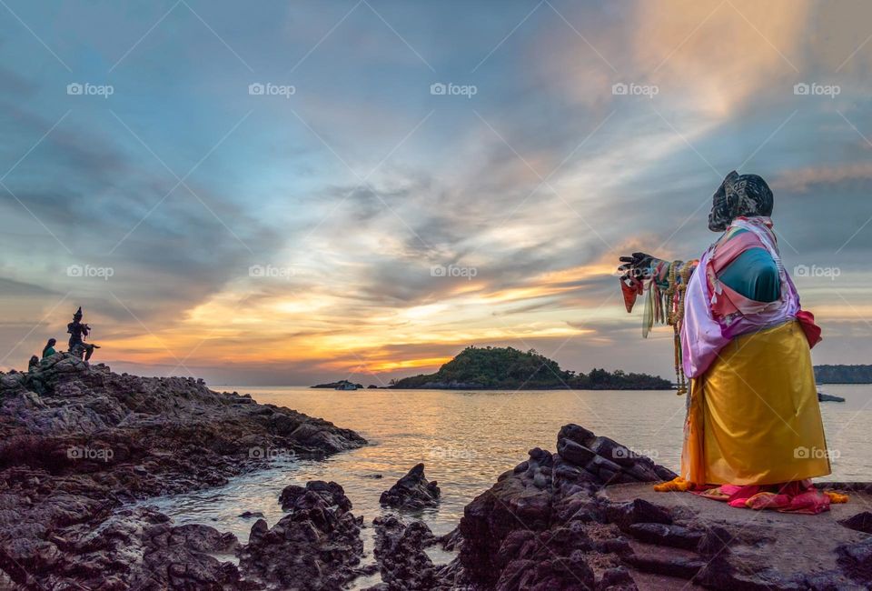 Beautiful sunset scene on Thailand beach