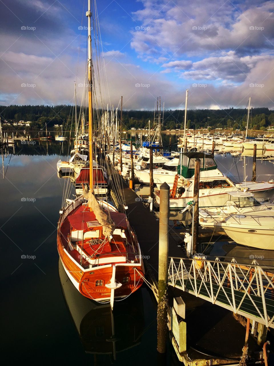 Sailboats at sunrise, Poulsbo Marina