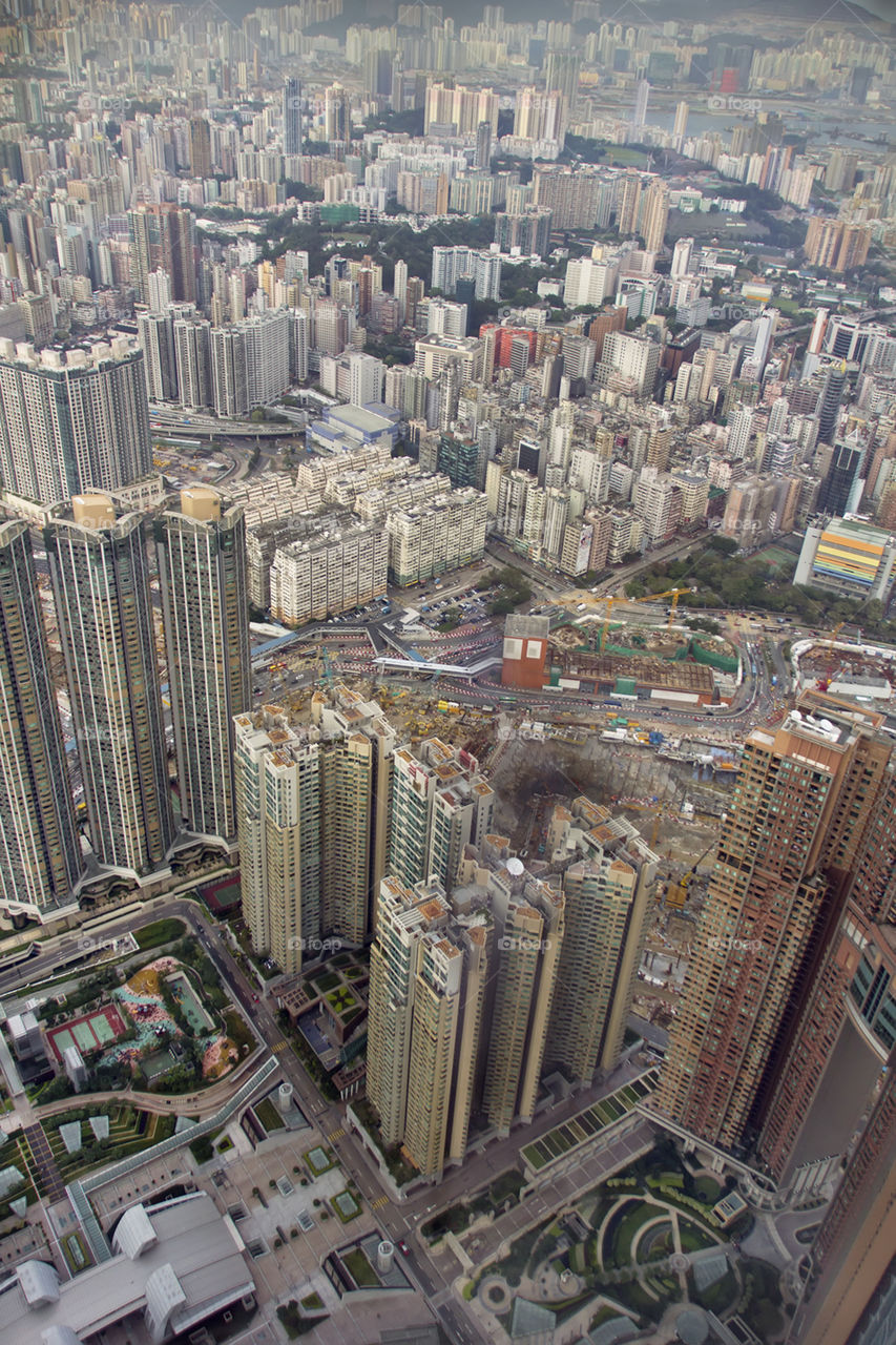 Kowloon side. Hong Kong Kowloon side looking over Austin, Yau Ma Tei, Jordan and beyond 