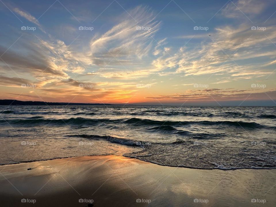 Sunset on Petoskey beach 