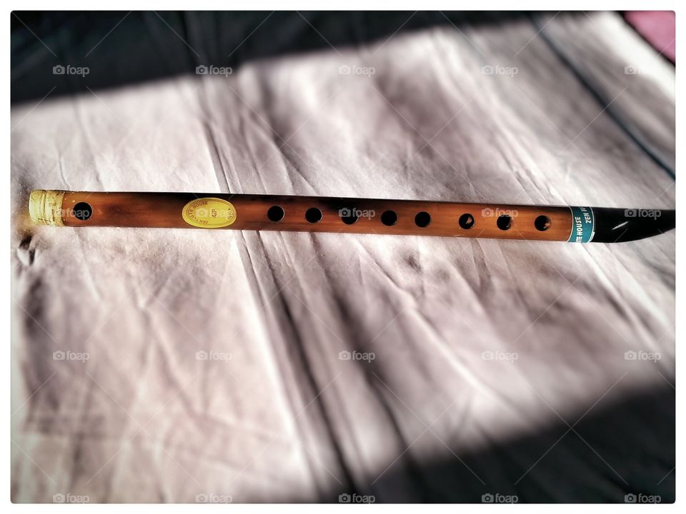 musical instrument. flute on table
