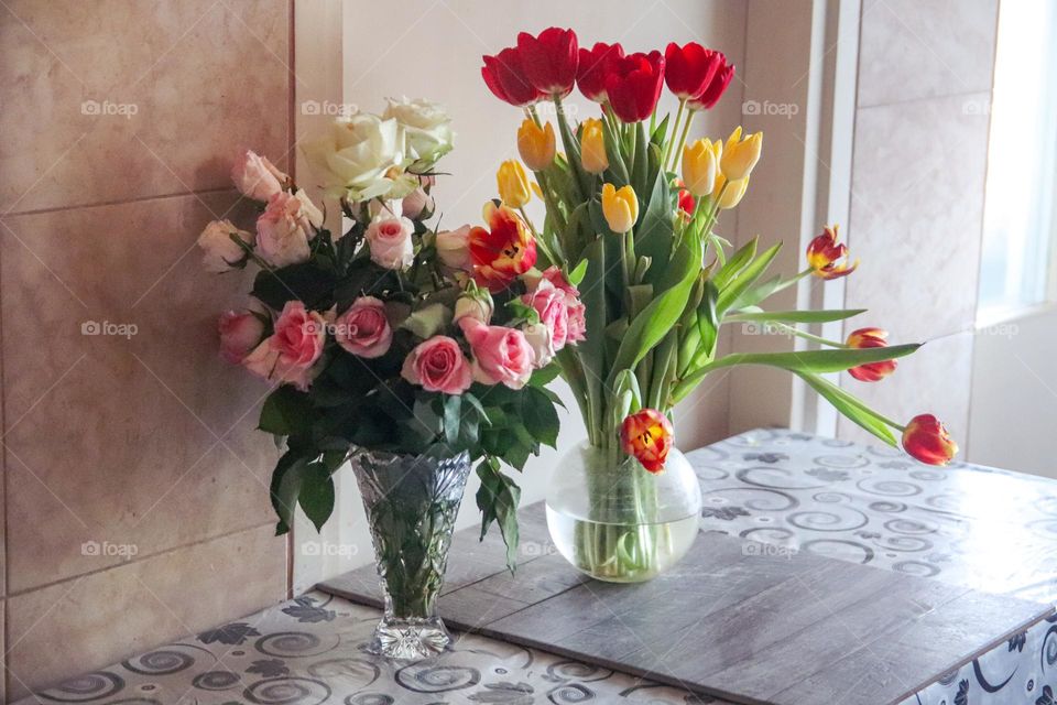 Spring floweres in a vase