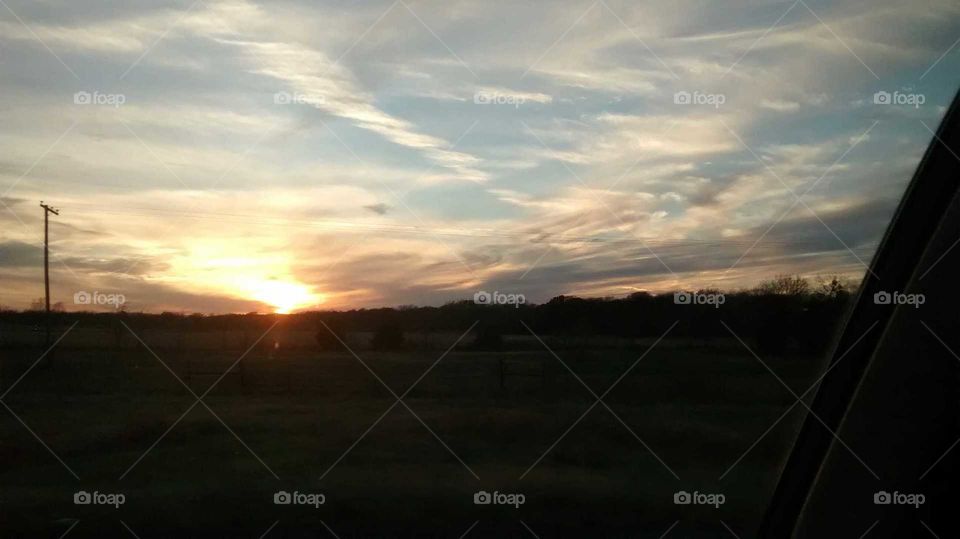 This was the sunset coming into Eustace Tx. on my way back from Dallas, Tx.