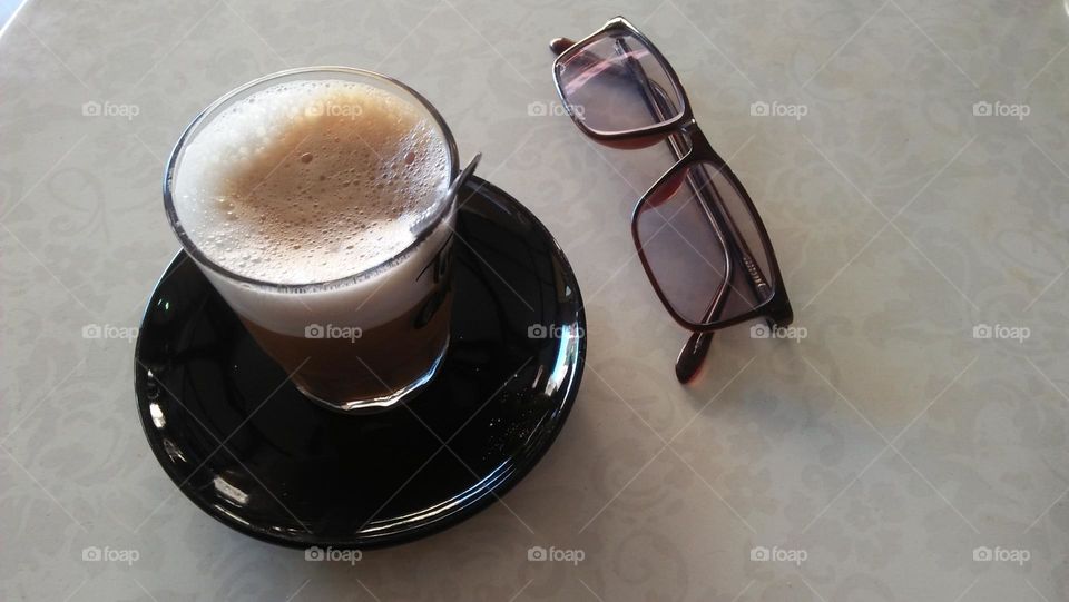 my best coffee and my glasses.