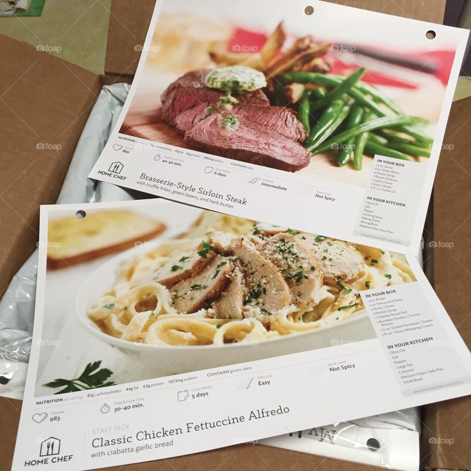 Home Chef recipe cards