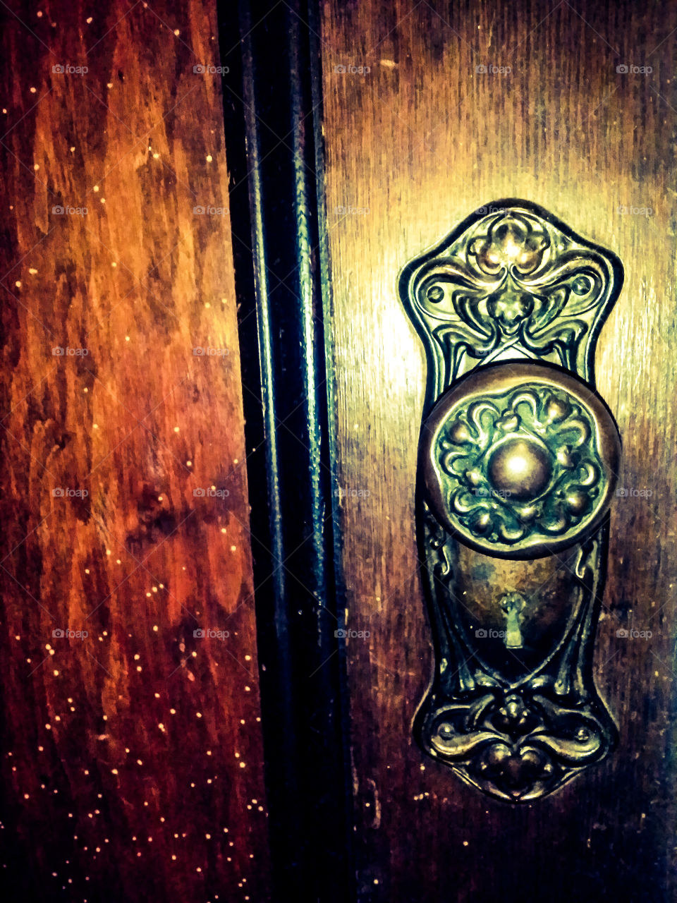 Antique door handle in Aussie farmhouse.