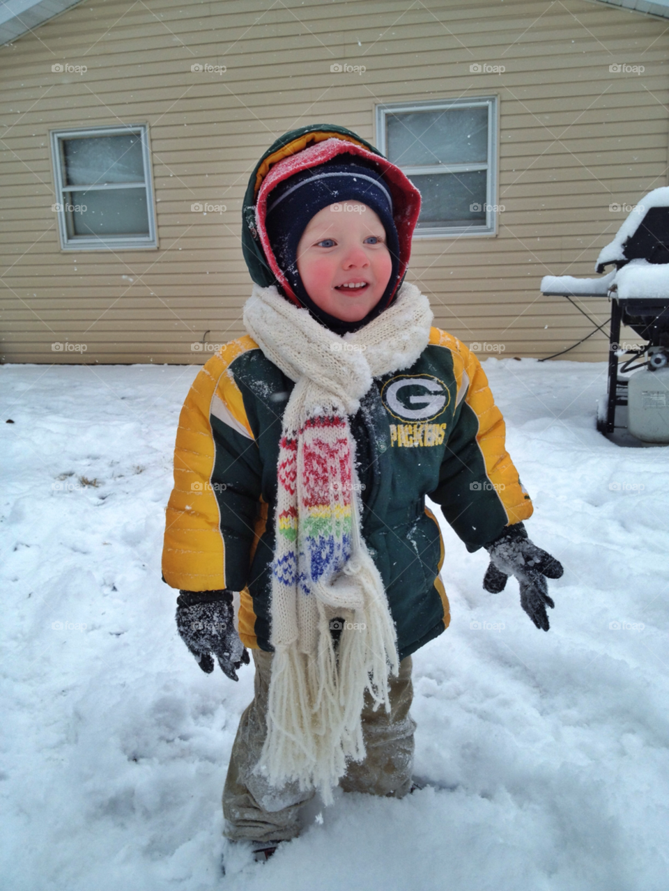 Playing in the snow . Just having fun in the snow