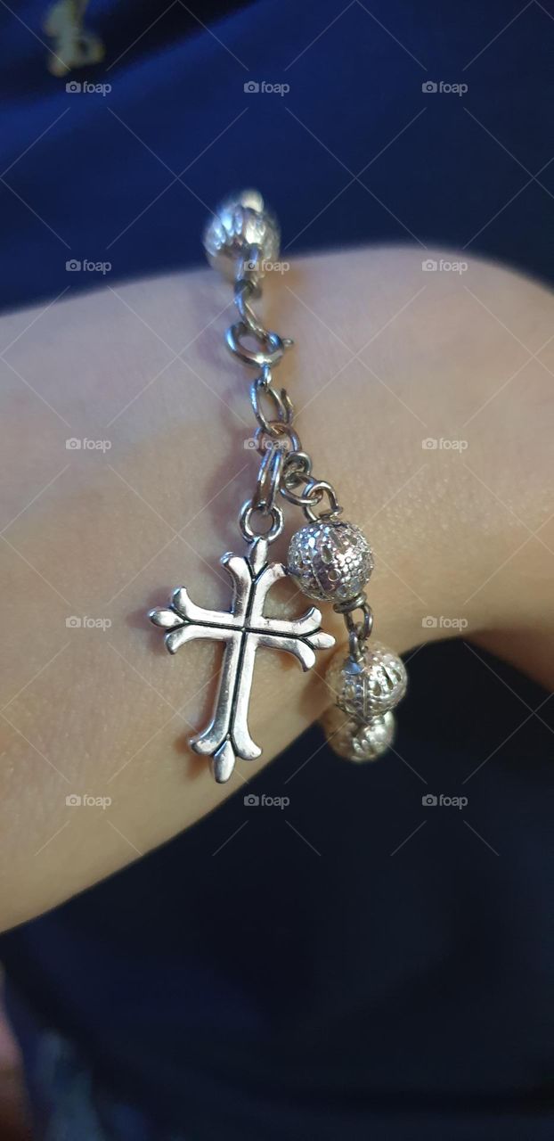 jewelry, bracelet, silver denarius, delicate and beautiful.  cross