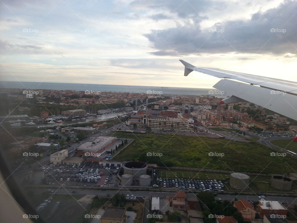 Aerial view of Fiumicino, Italy.