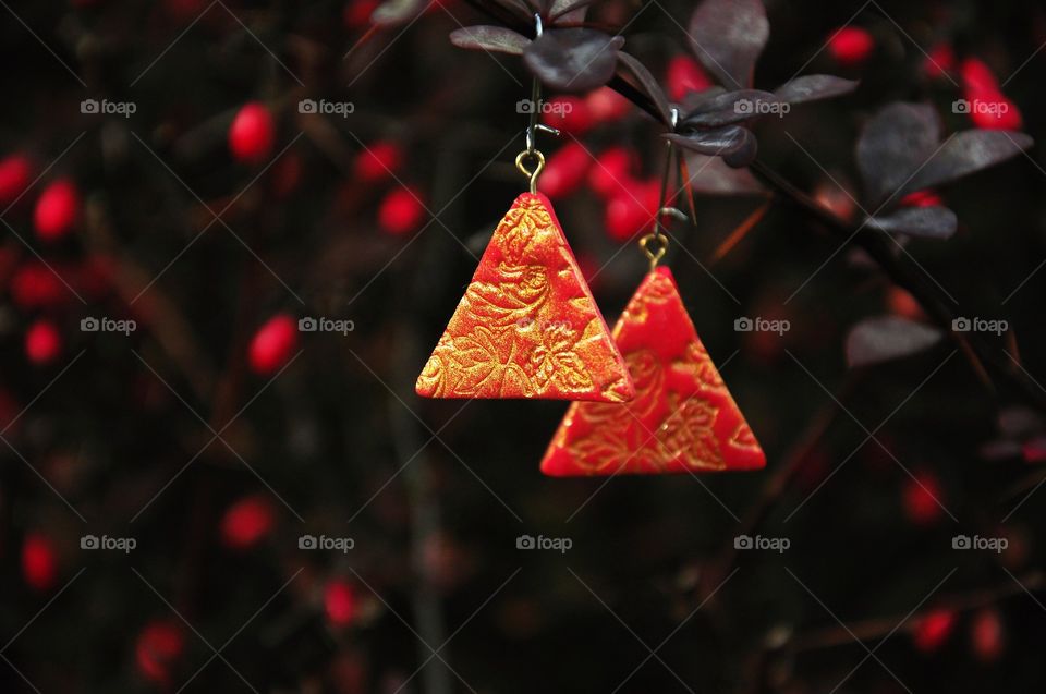 polymer clay earrings with autumn design