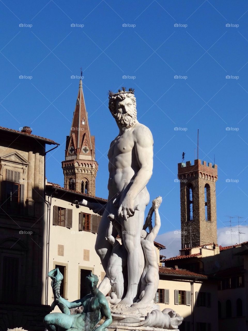 Neptune and towers