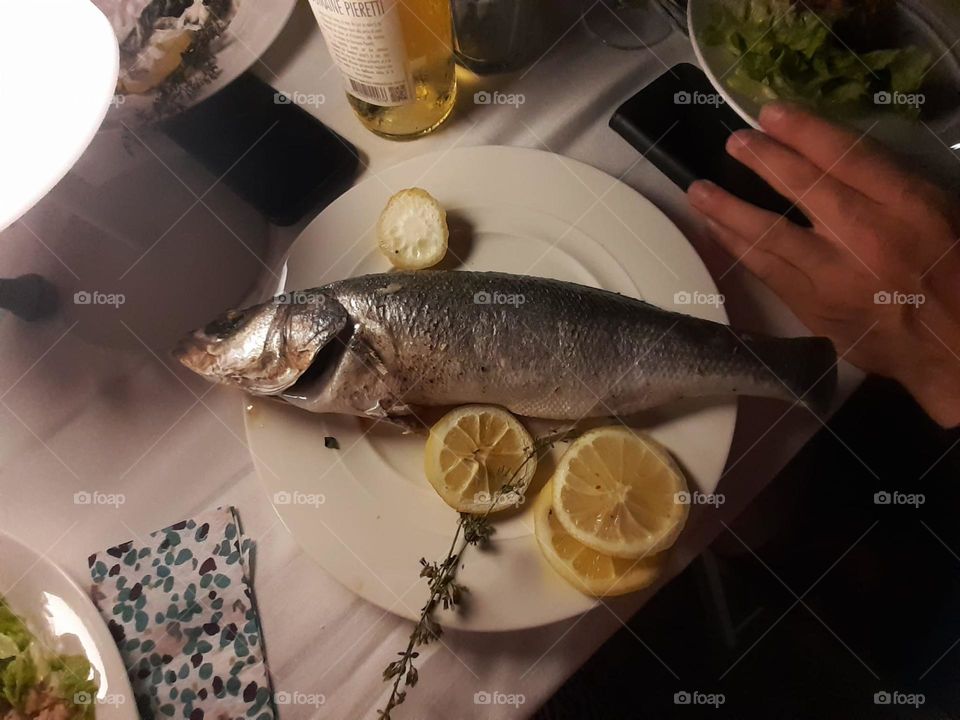 A fish on a plate for the meal