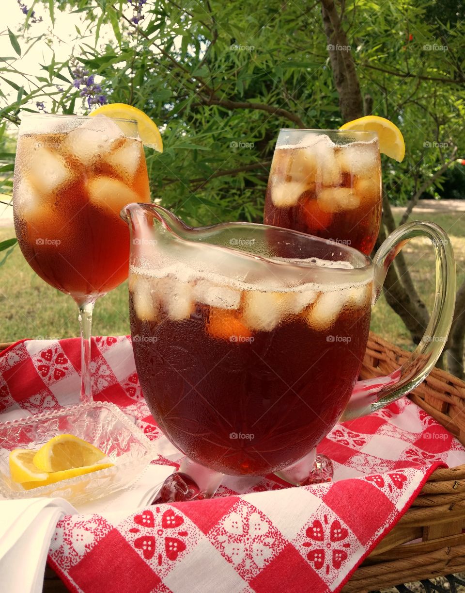 Pitcher of Iced Tea for Two on a Hot Summer Day