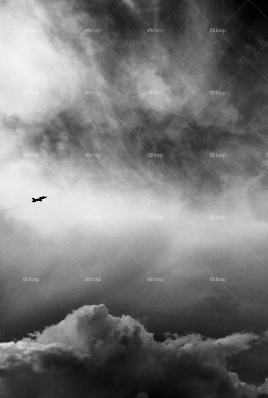 Color vs Black and White Foap Mission - Black and white photo of an F-35 Lightning II piercing the cloud mass on the way to breaking the sonic barrier