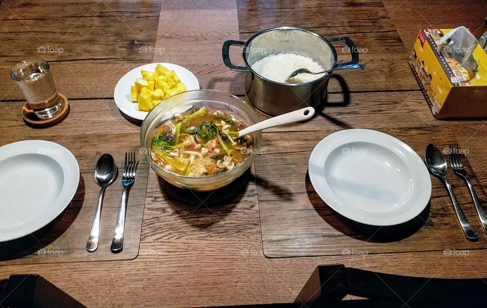 cooking and eating at home.