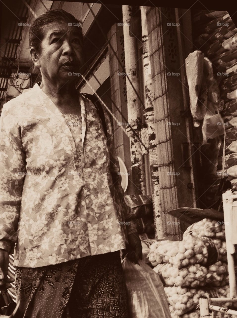 An old local woman in Tuaran
