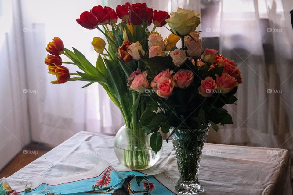 Spring floweres in a vase