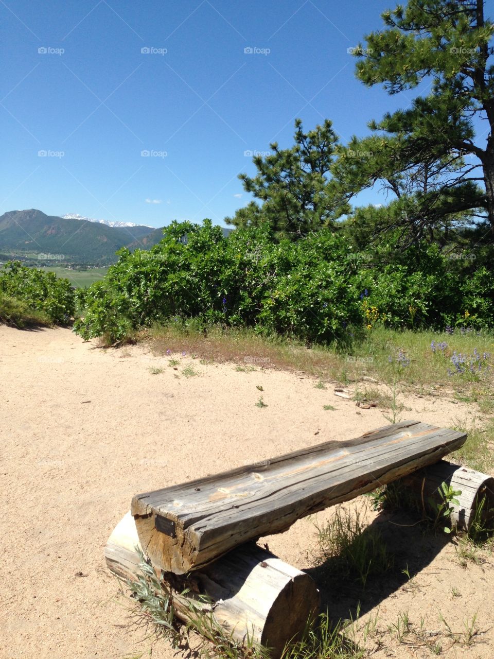 Bench with a view on a mountain top