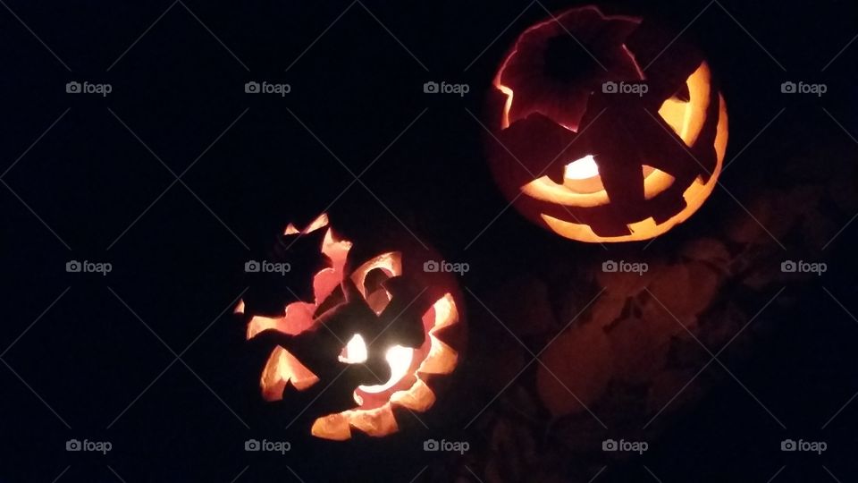 pumpkins in the dark
