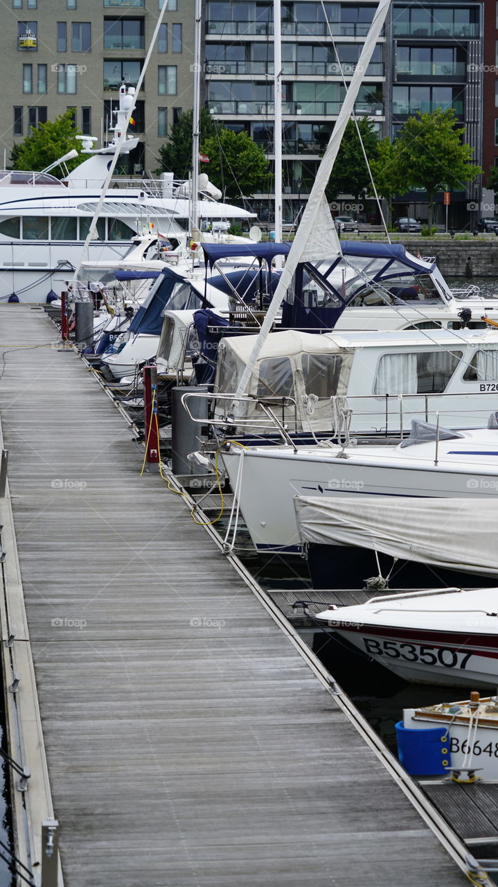 Yachts at the old port of Antwerp.