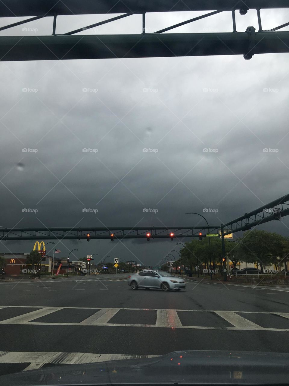 Dark sky and roadway traffic 