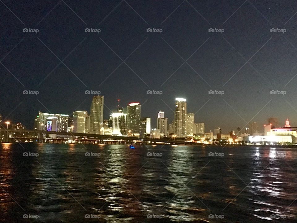 Skyline Miami sunset