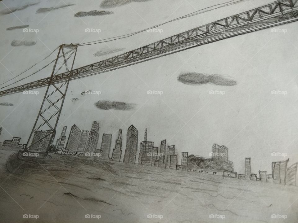 Hand sketching bridge