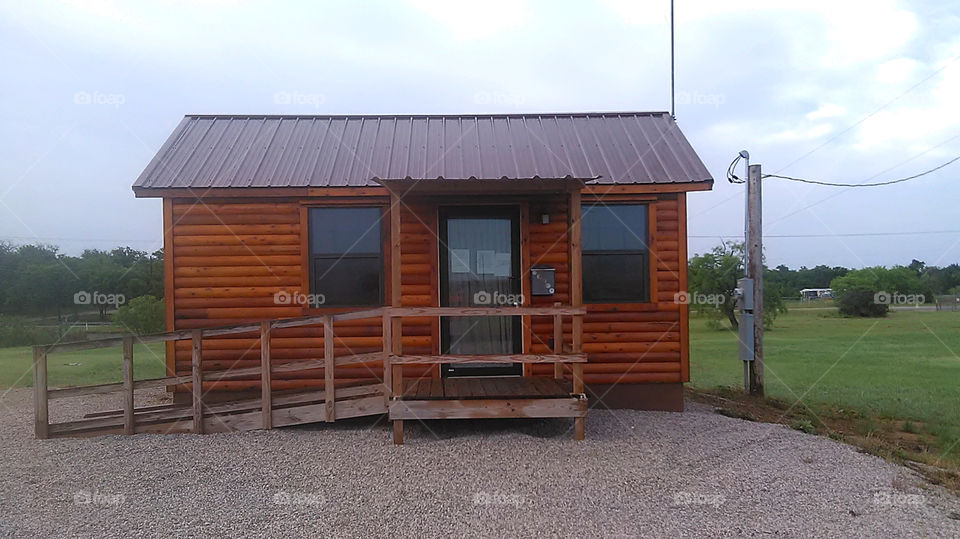 log cabin. this is a photo of the cowboy church's office
