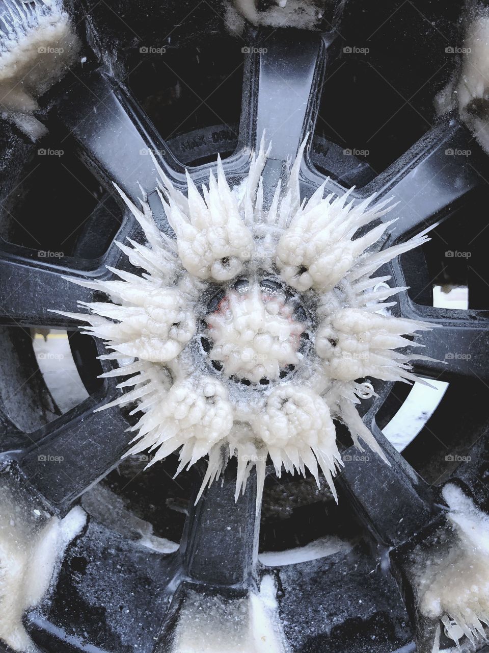 Ice build up on a wheel 