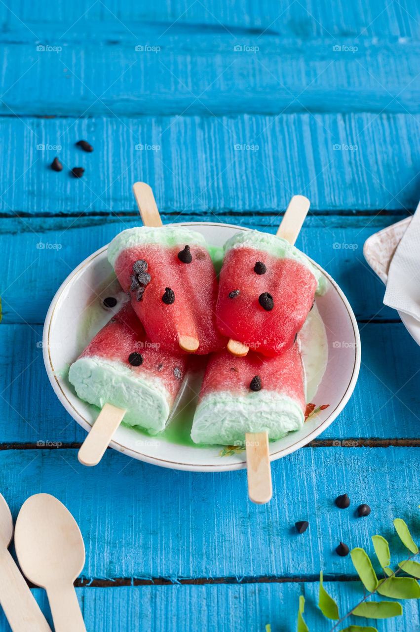 Cool Watermelon popsicles for hot summer.