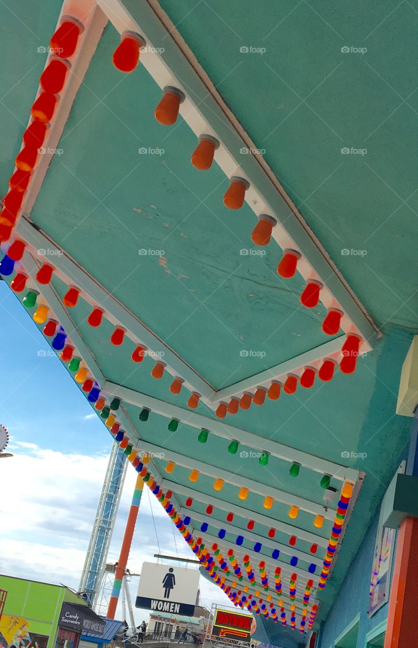 Lights at the Santa Cruz Boardwalk carnival 