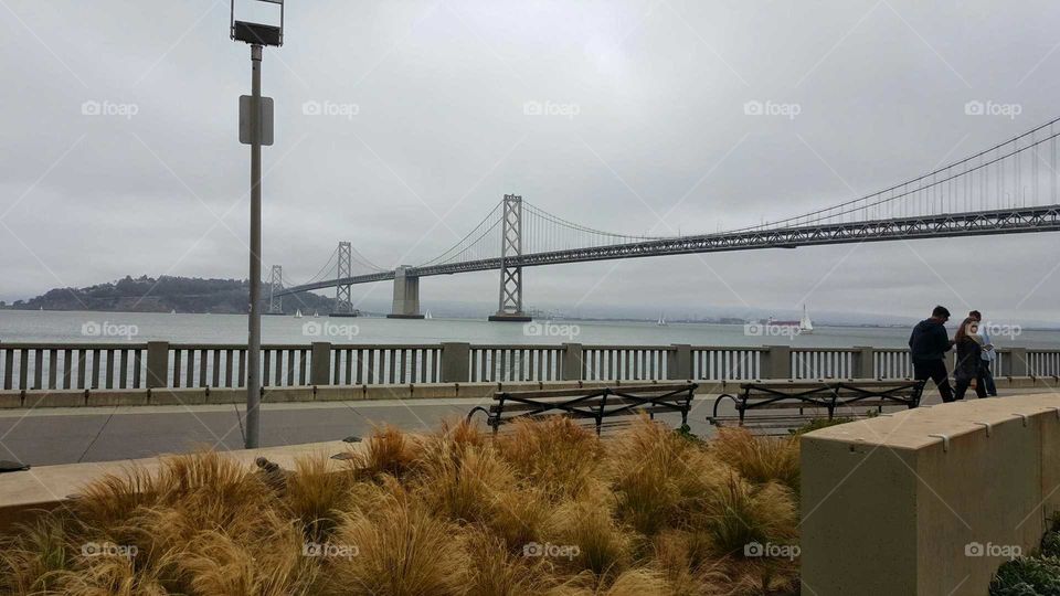 Bay Bridge. cloudy walk in San Francisco