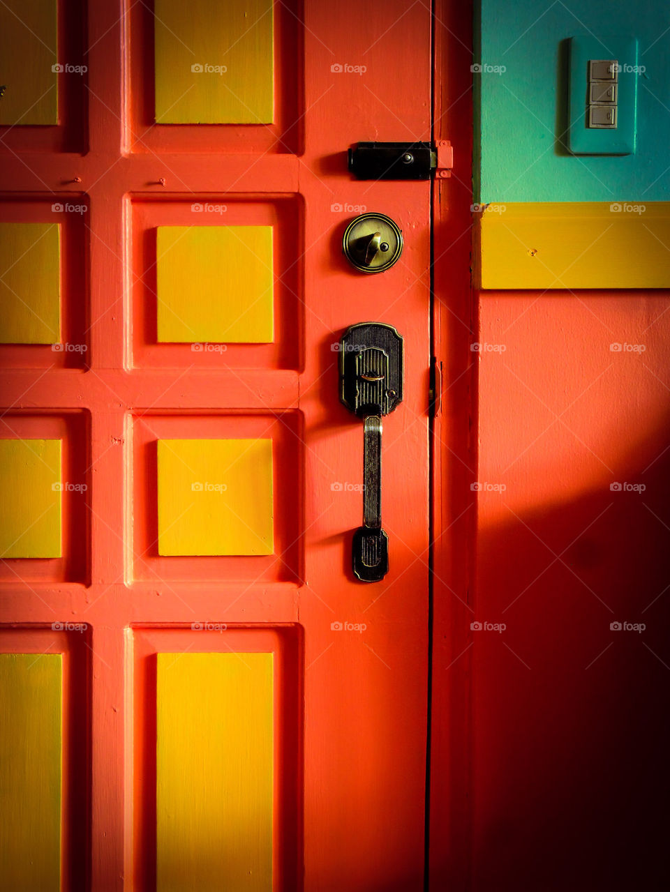 orange and yellow painted door