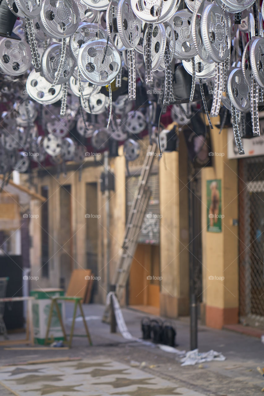 Ready for Fiestas de Gracia. Streets Decoration