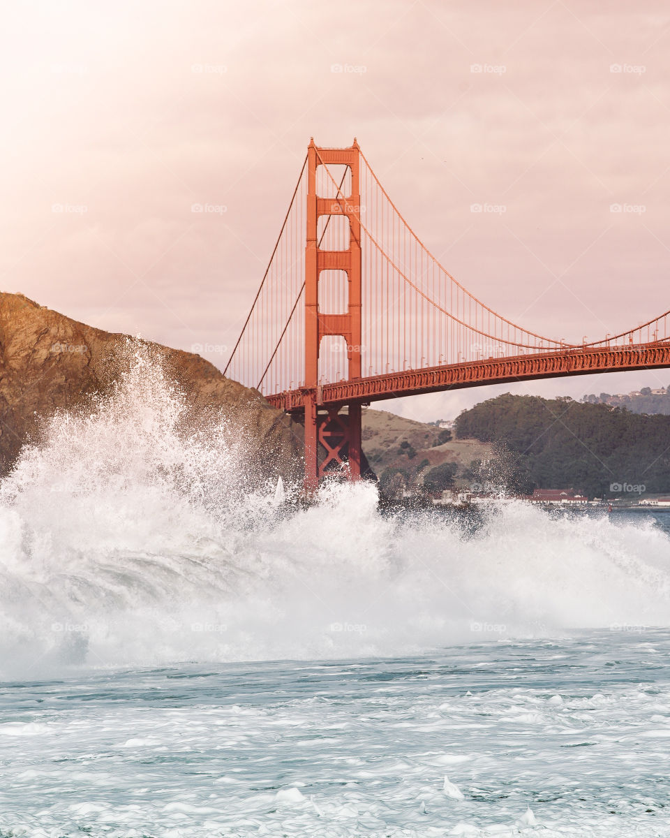 A photo of bridge ocean sea splash