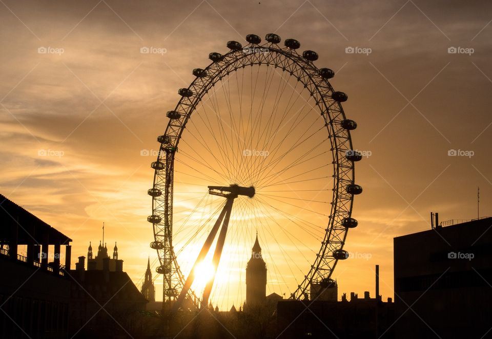 London eye at sunset