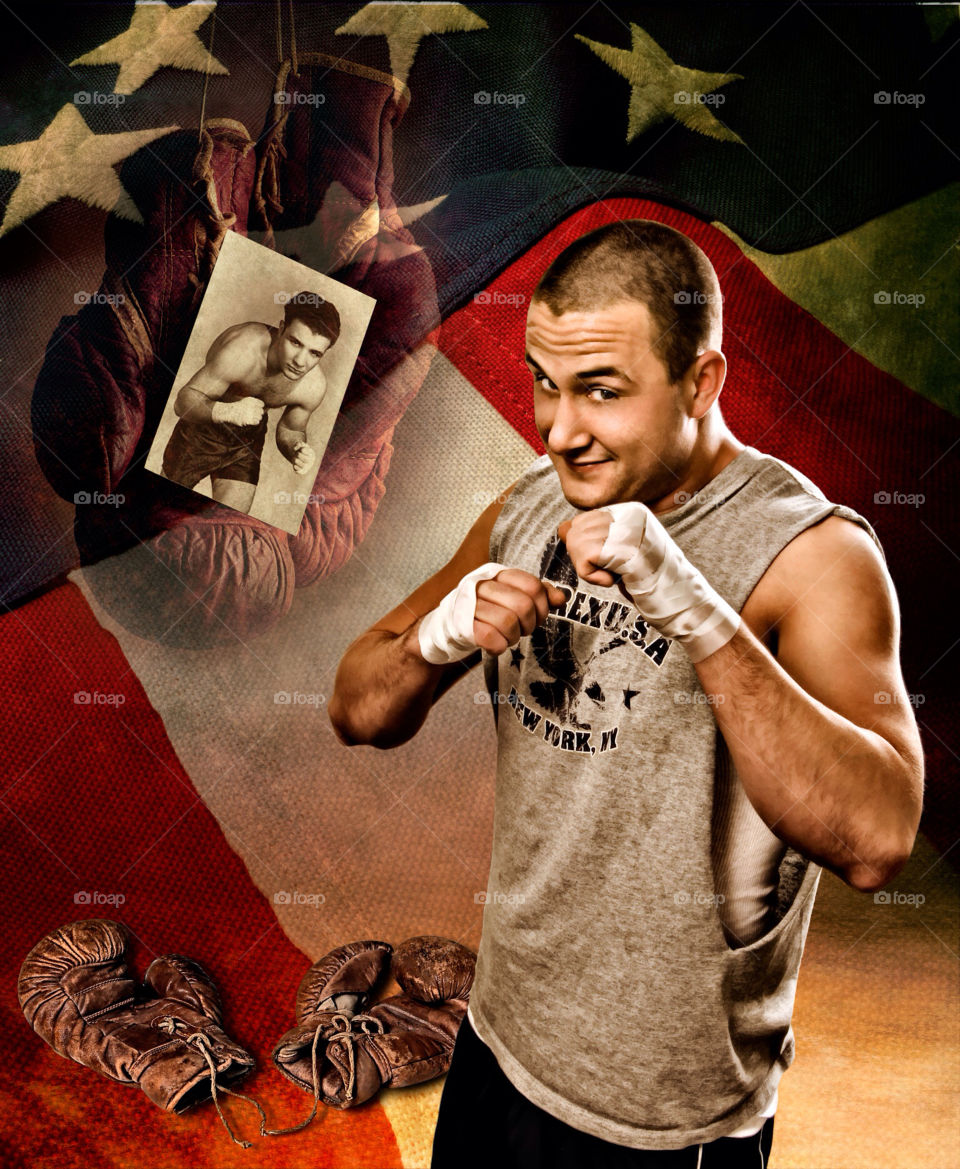 usa portrait flag boxing by Cheshirepoet