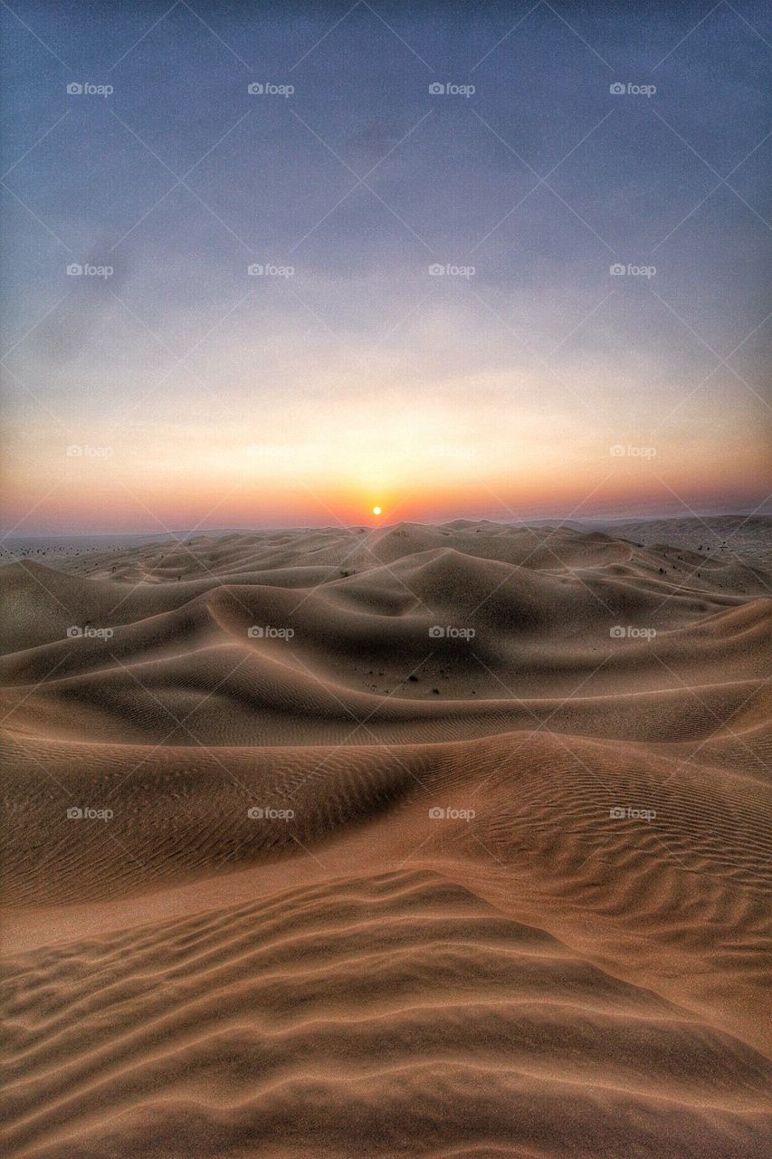 Sunset in sand dunes