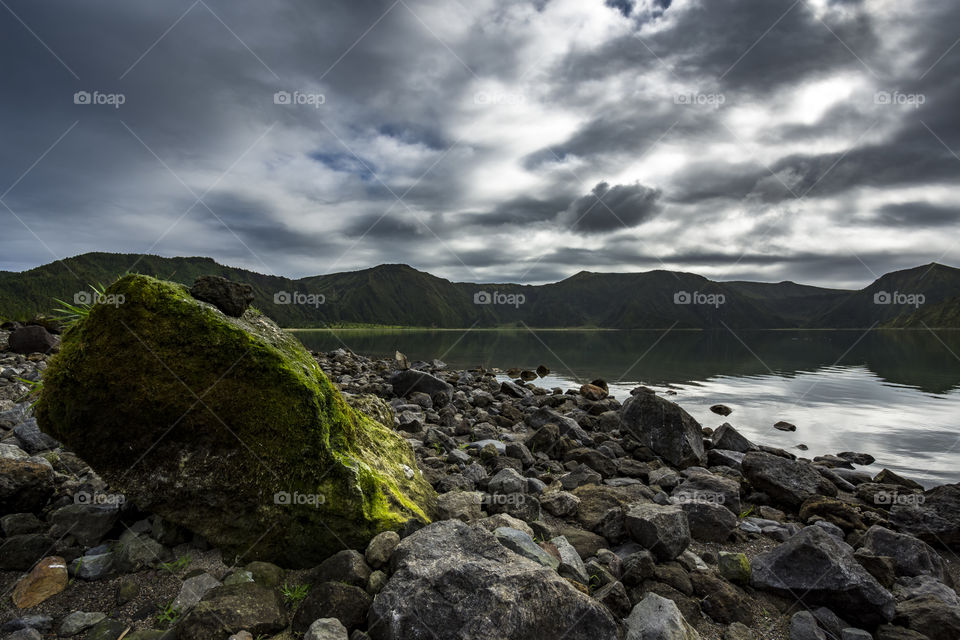 Hiking in the crater of Lagoa do fogo, Sao Miguel island, Azores, Portugal.