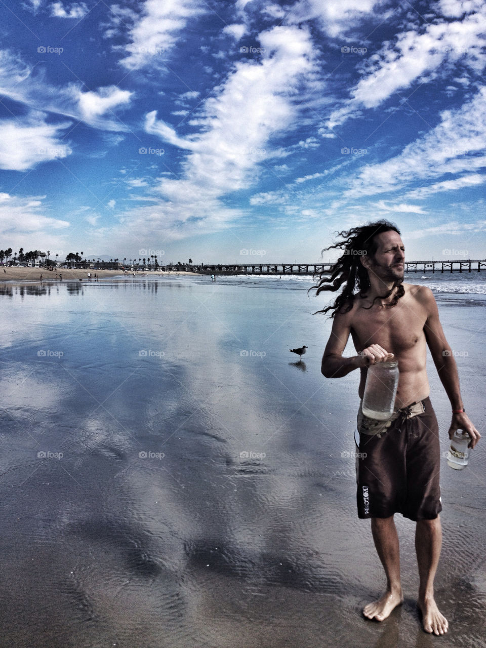 seal beach beach ocean sky by analia