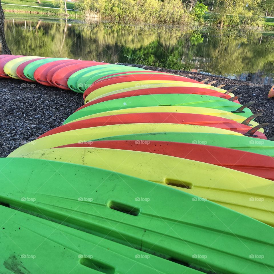Surfboards near river