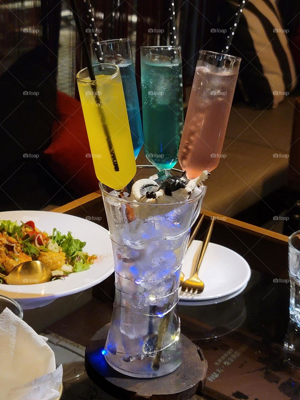 Four colors of cocktails