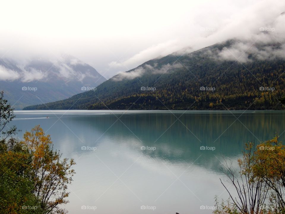 View of eklutna lake in alaska