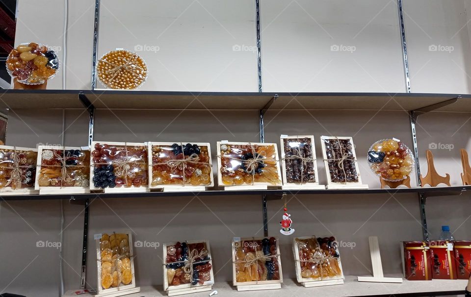 dry in a box, in the store