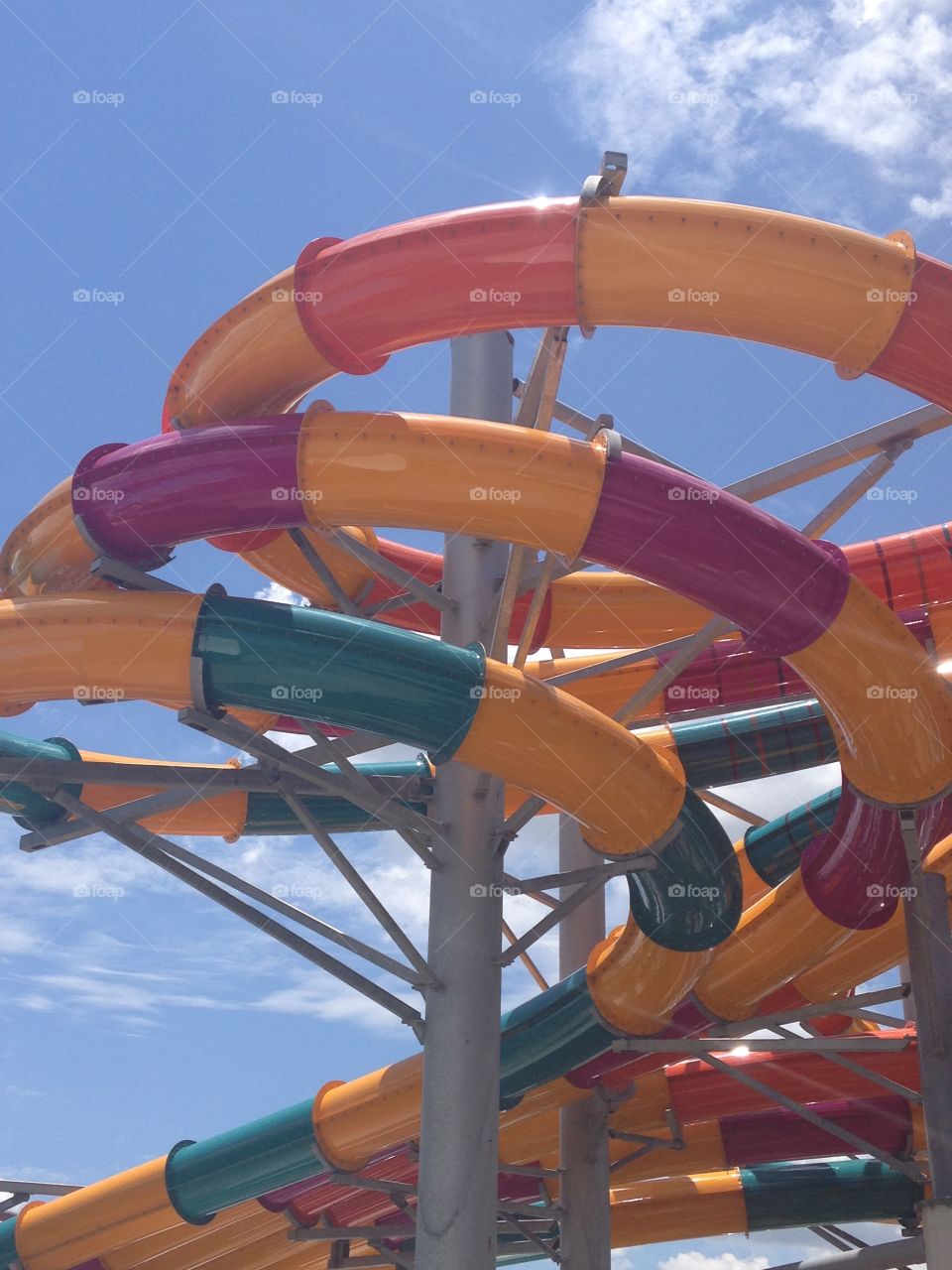 Round and round we go. Water park slide 