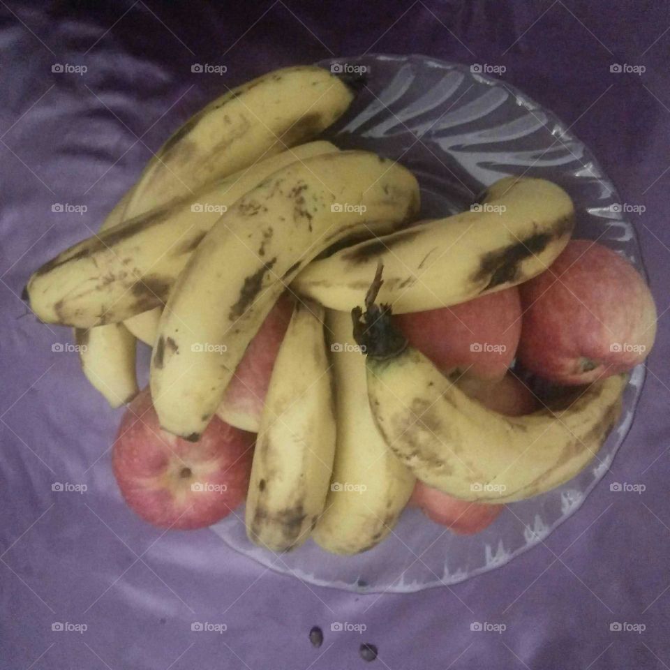 Plate of various fruits.