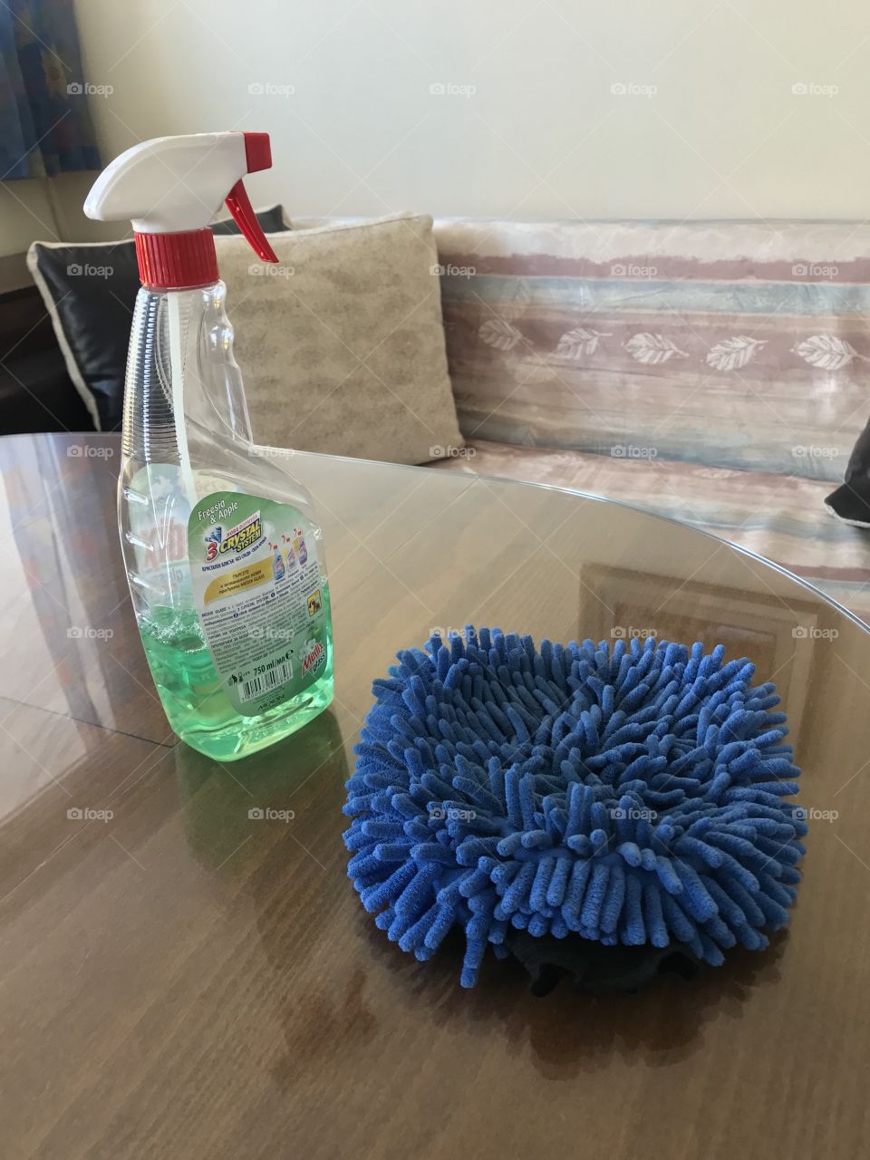 Cleaning at home.