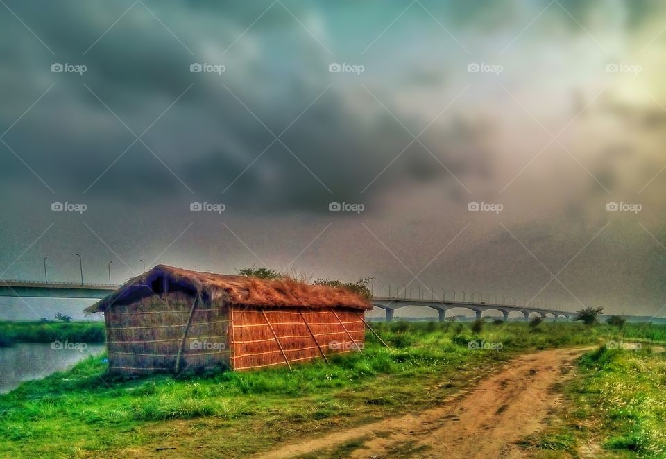 Grass, Farm, Landscape, Sunset, No Person