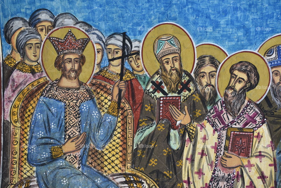 Ecumenical Synod, Radu Voda Monastery, fresco, Bucharest, Romania